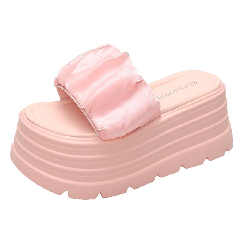 

Мода Мода Шлепанцы на толстой подошве для женской уличной носки 2025 лето новые корейская версия толстая подошва 9 см босоножки на высоком каблуке для женщин 39 розовый