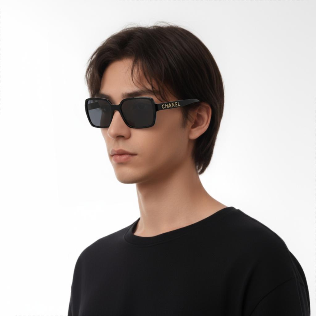 Chanel Logo Square Sunglasses Unisex Sunglasses Black C622/S4,A71305-X08101-S2214