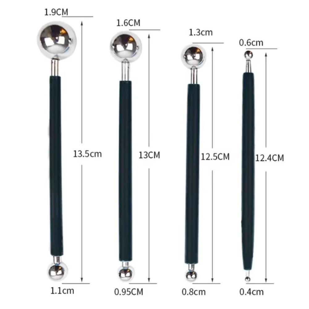 4pcs Metal Ball Sculpture Modeling Tools Double-Ended Modeling Ceramics Set Portable Clay Tools