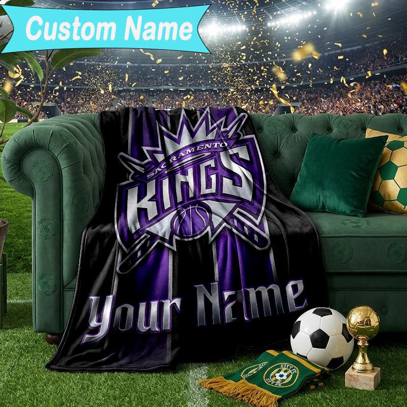 Custom Name Blanket Sacramento Basketball Logo Blanket Bedding Blanket for Travel, Camping, Living Rooms, Offices, Sofas, Fan Christmas gift