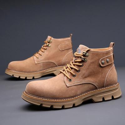 2024 Men's Genuine Leather Winter Martin Boots - British Round Toe, Korean Style, Outdoor Leisure and Snow-Ready.