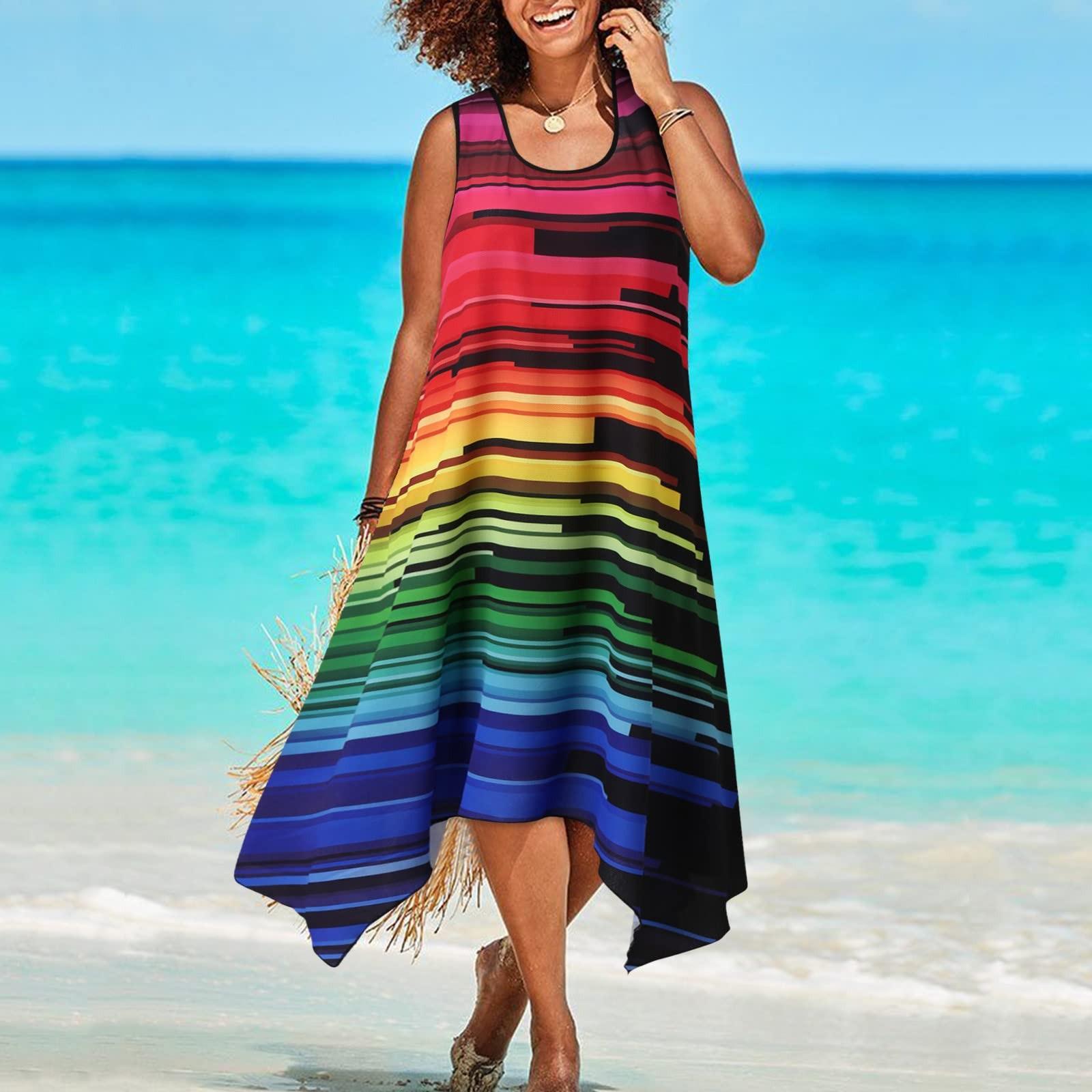 

Женское богемное платье без рукавов, летнее платье с принтом и отделкой на талии, платье-майка, платье XXXXL красный