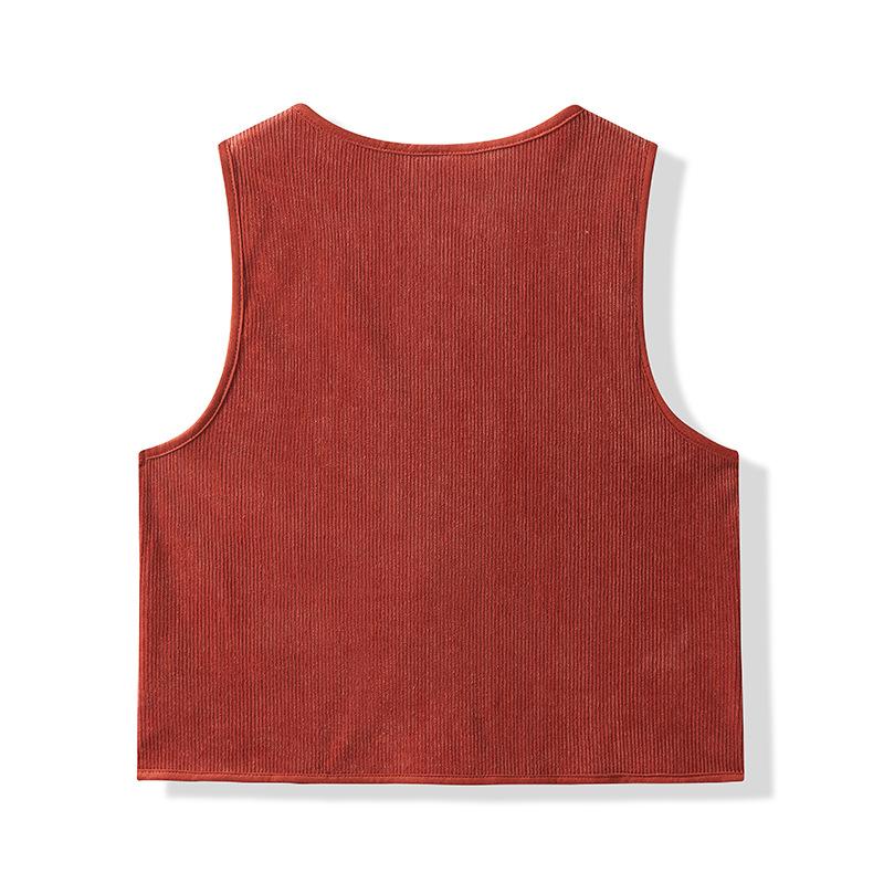 Women's Early Spring Small Undershirt Korean Version of The V-neck Versatile Shoulders Loose Corduroy Undershirt Undershirt Female
