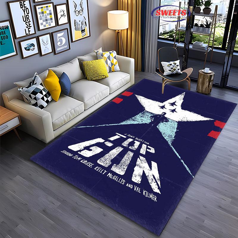 Classic Movie Carpet Top Gun Tom Cruise Rug for Home Living Room Bedroom Sofa Doormat Decor,kid Area Rug Non-slip Floor Mat Gift