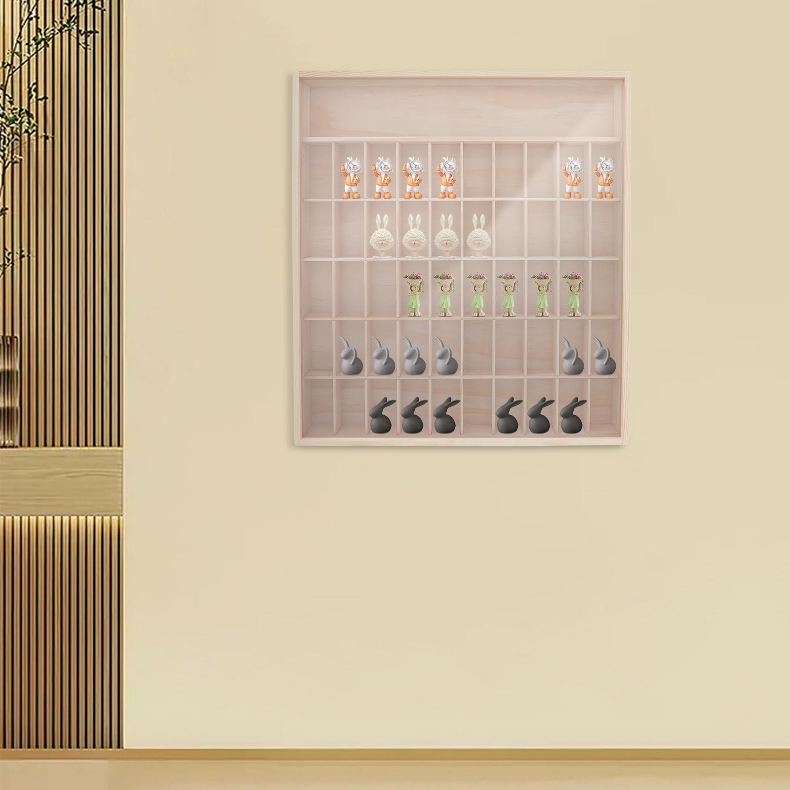 

Wall-Mountable Wooden Showcase with 50 Grid Compartments, Premium Modern Display Cabinet for Collectible Action Figures & Models