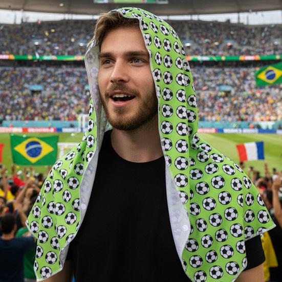 Football Print Cooling Hoodie Towel Sun Protection Ice Towel Summer Quick Dry Breathable Sports Party Head Wrap Shawl