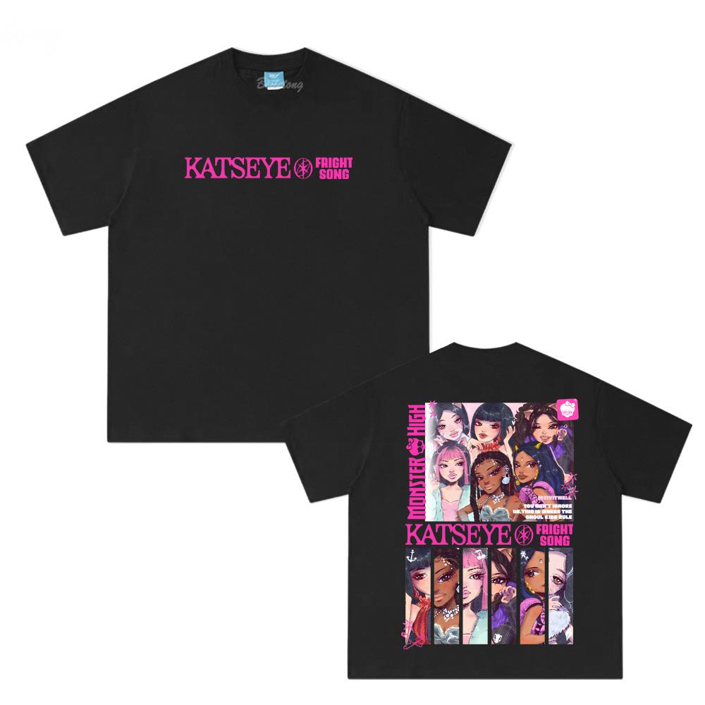 KATSEYE Manga T-skjorter Ny Stil Trend 100% Bomull Høy Kvalitet T-skjorte Sommer Koreansk Jentegruppe O-hals Casual Topp