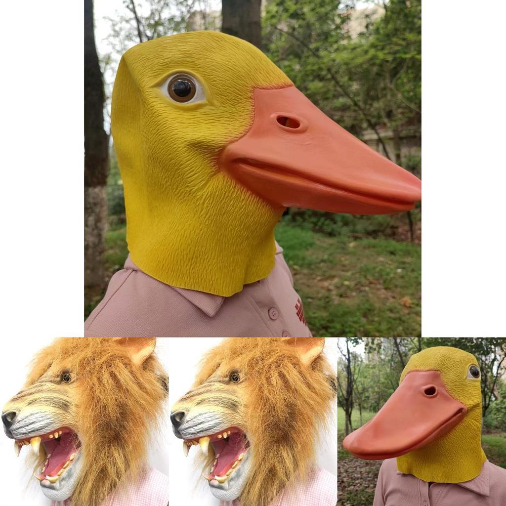 Novelty Yellow Duck And Lion Latex Mask For Holiday Celebrations And Costume Parties