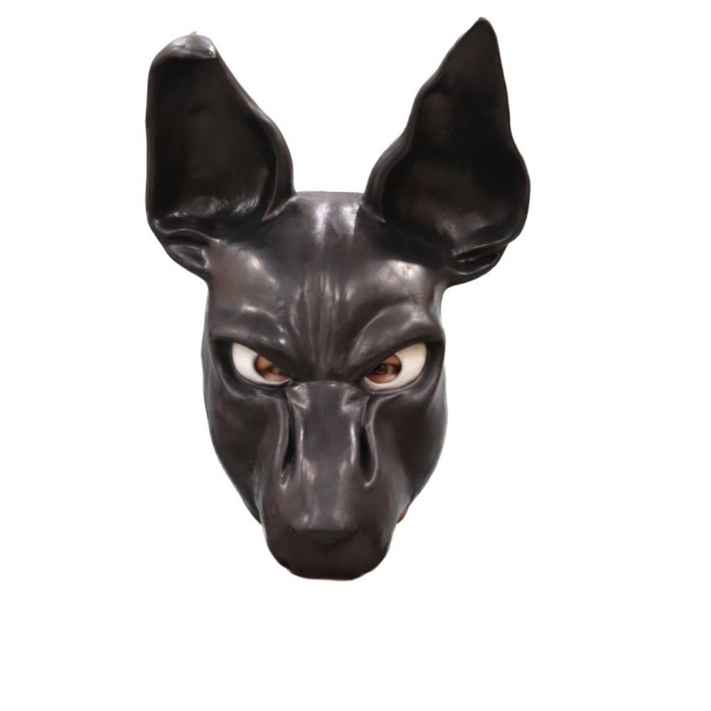 Černý Pes Latexová Maska Kapuce Anime Cosplay Vtipný Kostým Temného Rytíře Doplněk Pódium Maškarní Večírek Halloween Maska