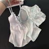 Ice and snow silk sexy women's summer suspender shorts set pure desire wind spring and autumn pajamas ice silk loungewear with chest pad
