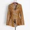 2026 Women's Fashionable Slimming Leather Jacket with Waist-Cinching Design