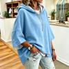 Women's Fashion Color Drawstring Hoodie Loose Fit Casual Sweatshirt