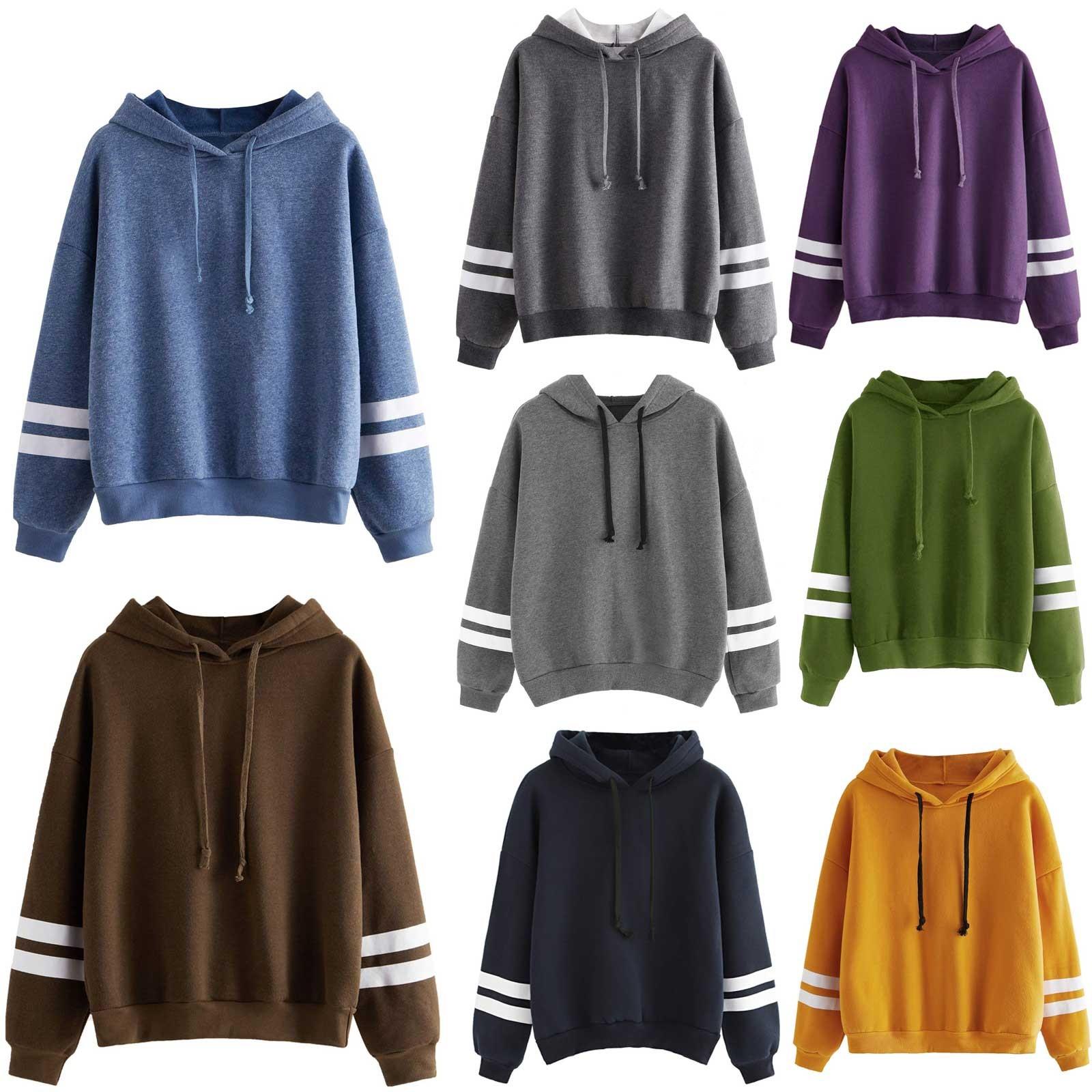 

Женская хлопковая блузка с капюшоном и полосками, модная толстовка S синий