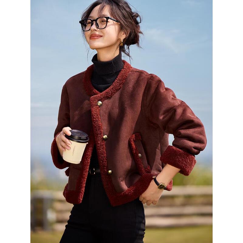 Women's Ankara Red Faux Fur Winter Coat