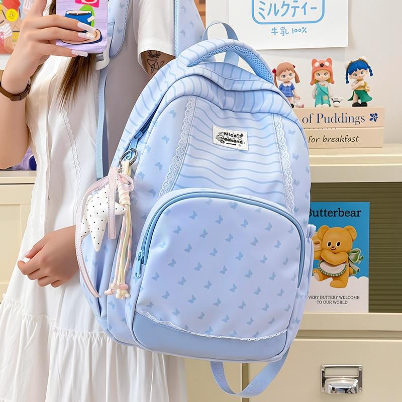 Schoolbag Korean ins wind backpacking travel lightweight niche design sense student schoolbag female sweet cute backpack summer