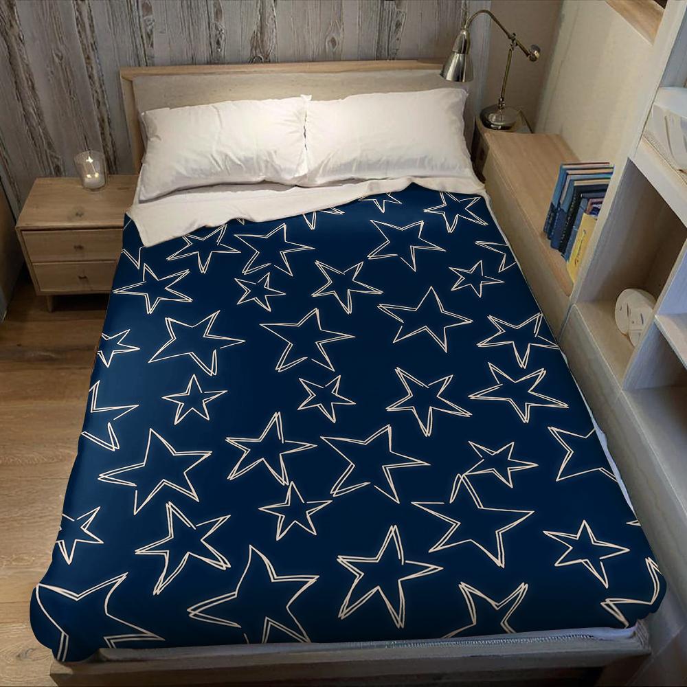 Marineblau Goldrand Stern Flanell Decke Warm Weich Halloween Weihnachten Sofa Warm Gemütlich Dekorative Deko Geschenk Für Alle Jahreszeiten