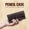 Cowhide Leather Pen Pouch Leather Pencil Storage Bag Retro Stationery Organizer  Office