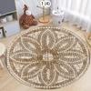 Vintage Stone Pattern Round Carpet Retro Floral Area Rug Floor Mat for Living Room Bedroom Aesthetic Home Decor Large Carpet