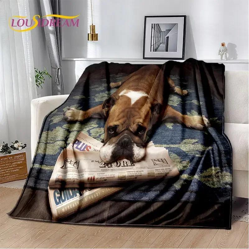 Manta de Felpa Suave para Mascota Perro Pit Bull Francés de Dibujos Animados, Manta de Franela, Manta para Sofá, Cama, Sala de Estar, Dormitorio, Cubierta de Picnic