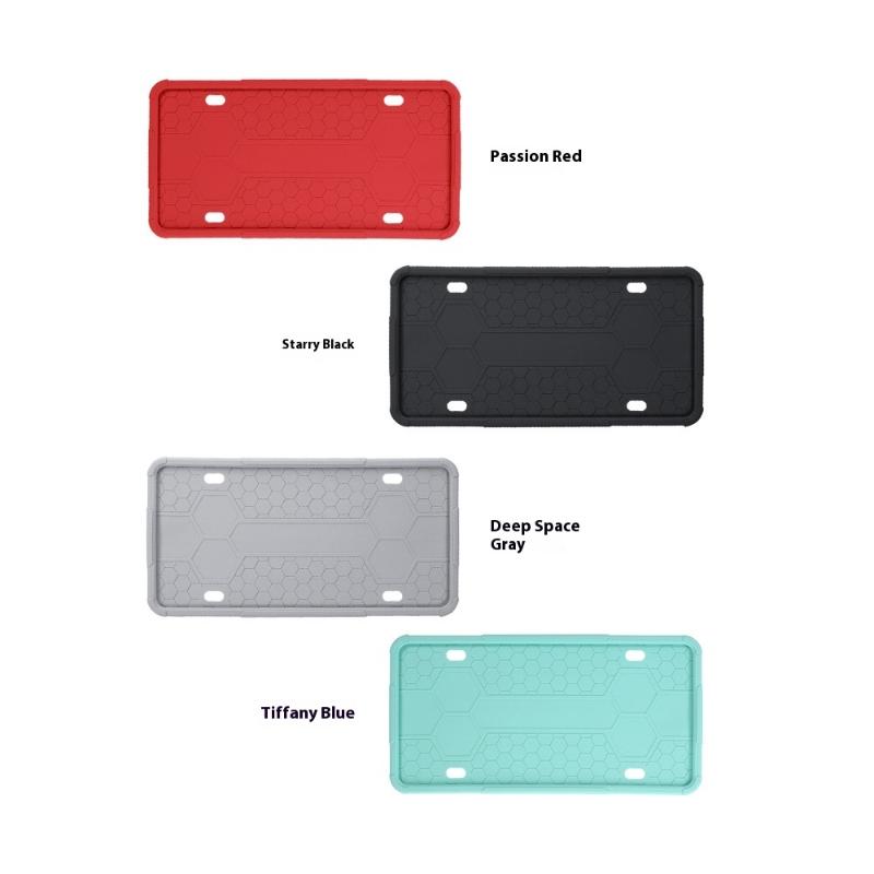 1Pair Silicone Black License Plate Frame Covers Front Or Back Car Plate Bracket Holders, Rust-Proof, Rattle-Proof Accessories