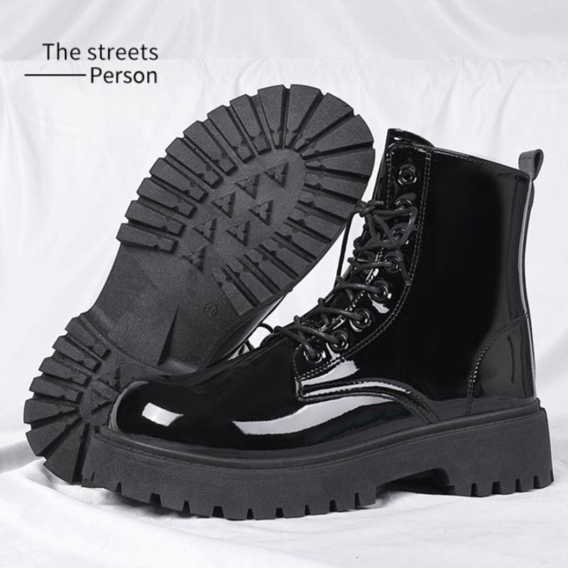 Fashion Men's Boots Fashion Motorcycle Boot Luxury High-top Casual Leather Boot Outdoor Non Slip Platform Boots for Men Work Ankle Boots