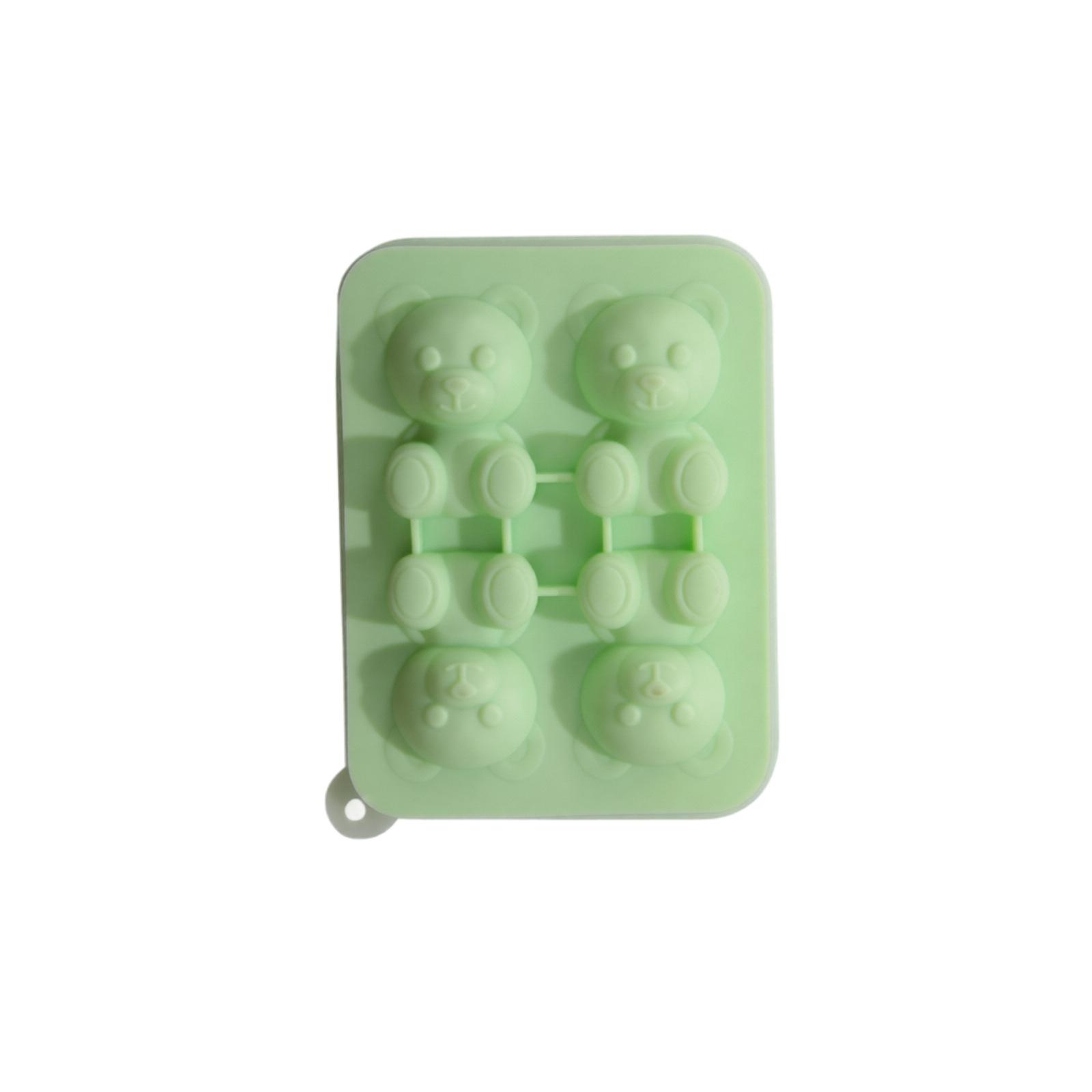 

Bear Shaped Ice Cube Tray Food Grade Silicone Mold Flexible Non Toxic Reusable Ice Maker for Kitchen Bar Party Use One Size зелёный