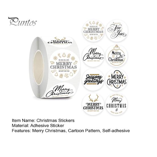 500 ks/role Samolepicí kreslené kreslené ozdobné vánoční samolepky různé vzory Veselé Vánoce kulaté samolepky balení sváteční dekorace