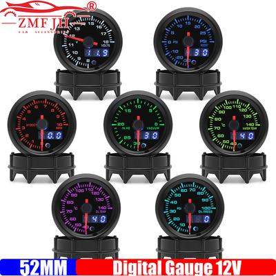 ZMFJH 7 Color LED Pointer 2"52MM Gauge with Sensor Digital Tachometer Turbo Boost Meter Water Temperature Oil Pressure Voltage