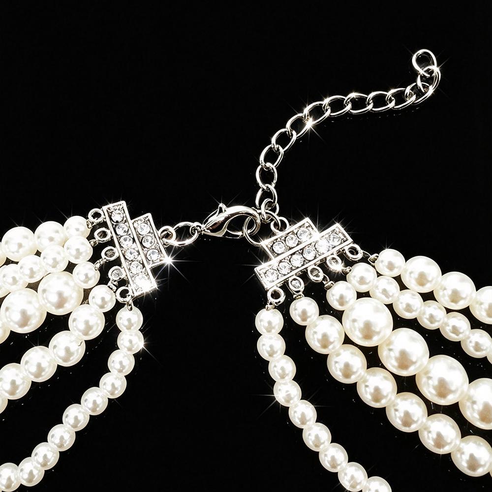 Elegant French Alloy and Glass Pearl Necklace & Earring Set for Weddings, Parties, and Birthdays