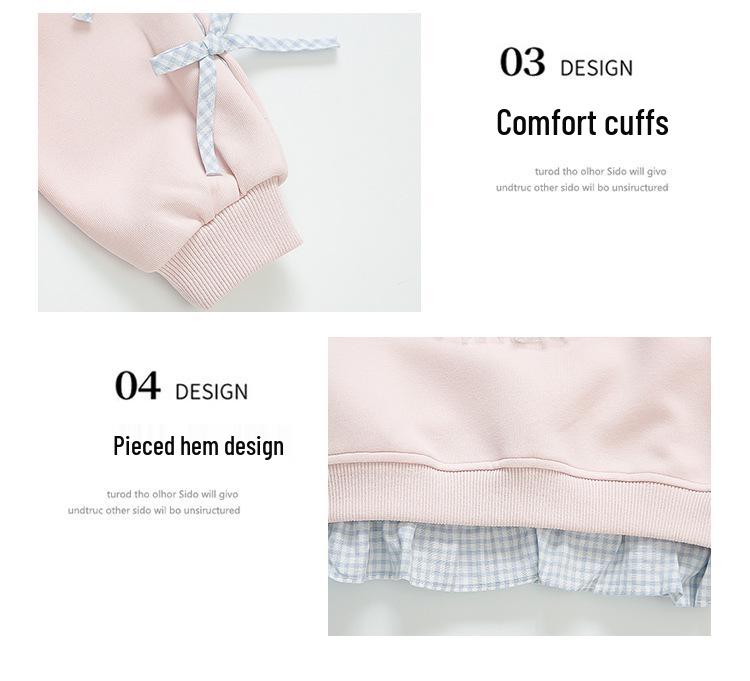 Cartoon-Sweatshirt für Mädchen mit Rundhalsausschnitt - Trendiger koreanischer Stil 2025, Frühling/Herbst, Vielseitiges Freizeit-Oberteil für kleine Mädchen