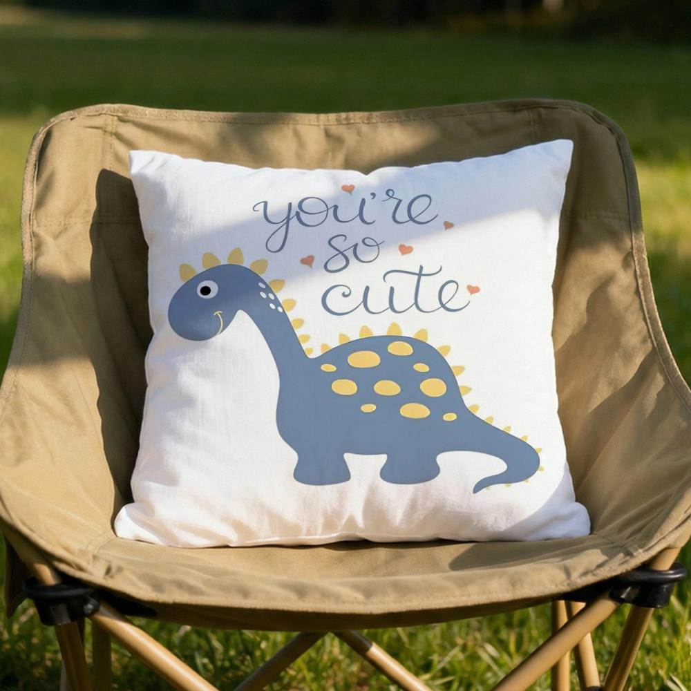 Cute Jurassic Dinosaur Cushion Cover Soft Reversible  Durable Pillow Cover  MultiScene Use for Home  Car Daily Comfort