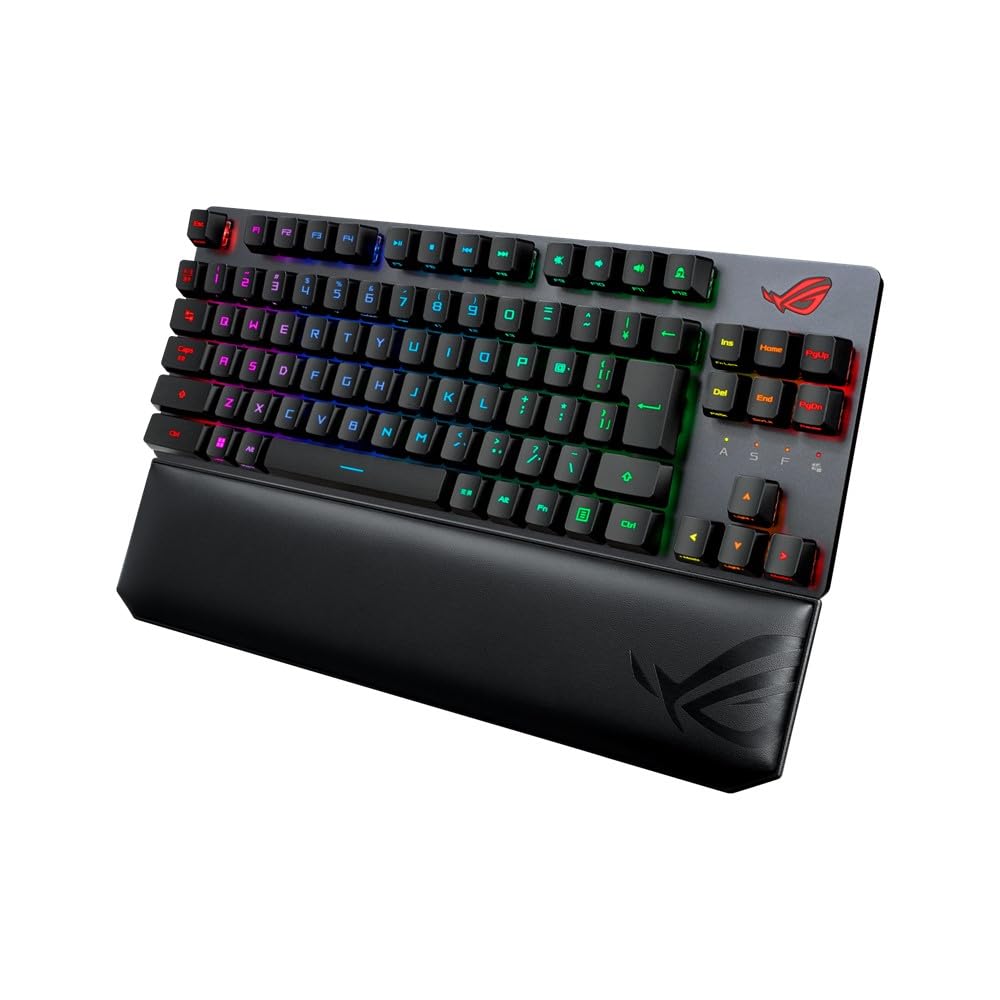 Asus Ігрова клавіатура ROG Strix Scope RX TKL Wireless Deluxe RX Mechanical Wrist (Бездротовий/ROG Switch/2,4 ГГц Bluetooth/JP Layout/Magnetic Rest/FPS)