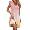 Womens Summer Dress Ruffle Sleeve V Neck Short Dresses Fashion Casual Flowy A Line Swing Sundress With Pocket