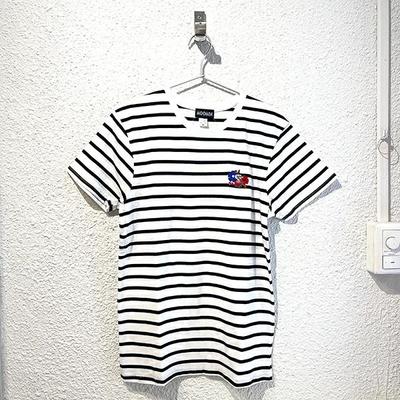 T-shirt a righe ricamate Moomin Little My Bianco/Nero Serie Kesakukku
