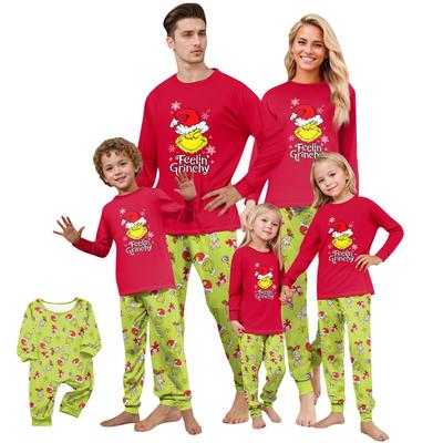 Print Cute Family Set Pajamas, Home Clothes, Family Set Long Sleeve Top Pants Set