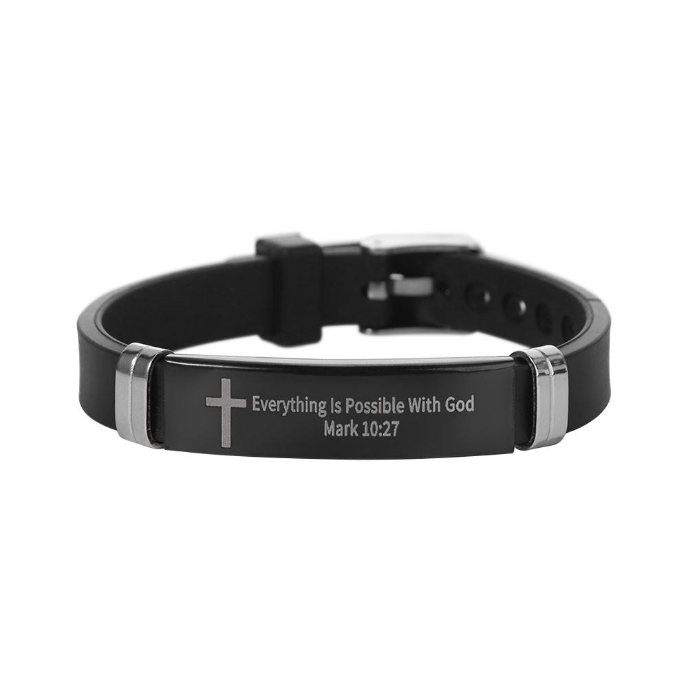 Cross Design Inspirational Quote Bracelets Silicone Material Bible Verse Christian Bracelet ID Wristband