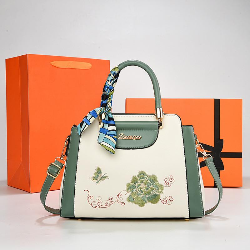Artful Chinese Style Embroidered Pu Crossbody Bag For Daily Use Gift For Mom