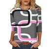 Artistic Geometric Pattern Printed Top Fashionable Contrasting Color Personalized Round Neck Long Sleeved Women's T-shirts