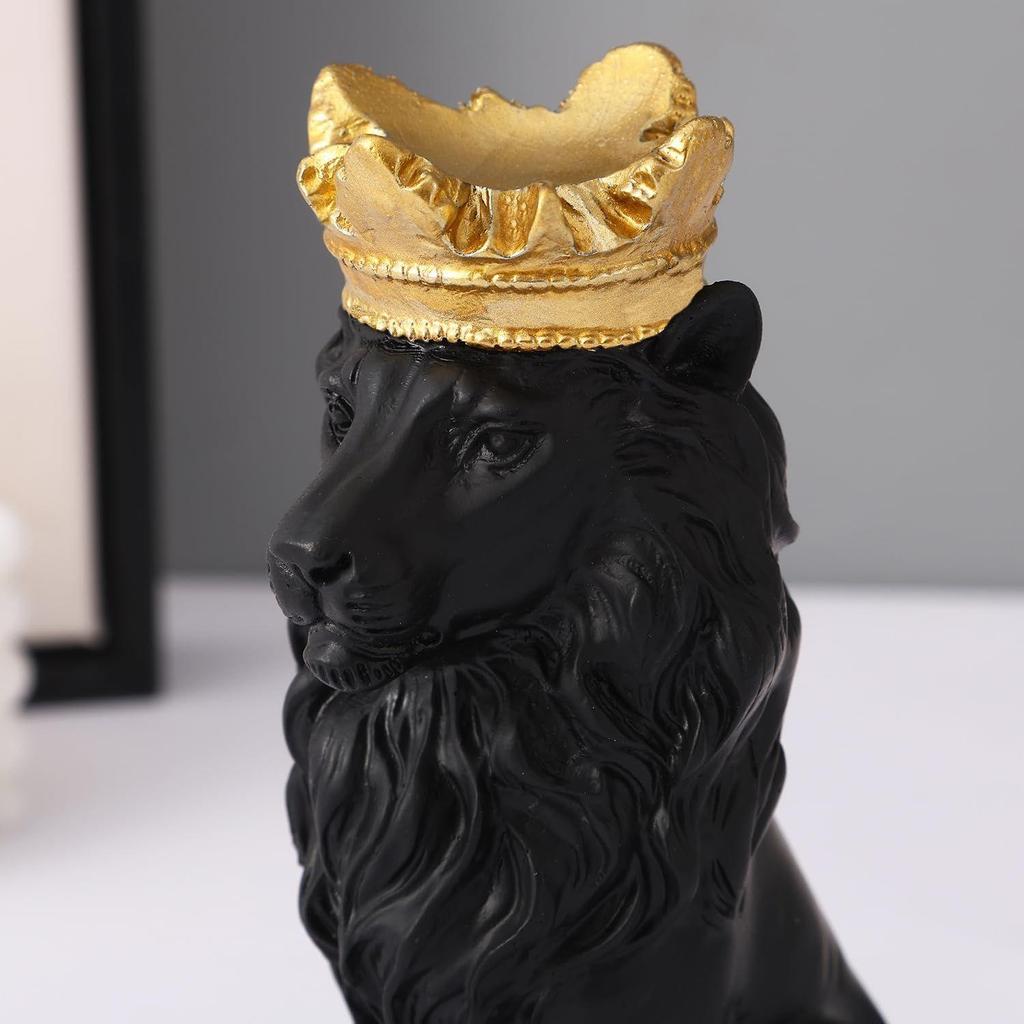 Decorative Crown Lion King Statue Showpiece Sculpture Animal Figurines
