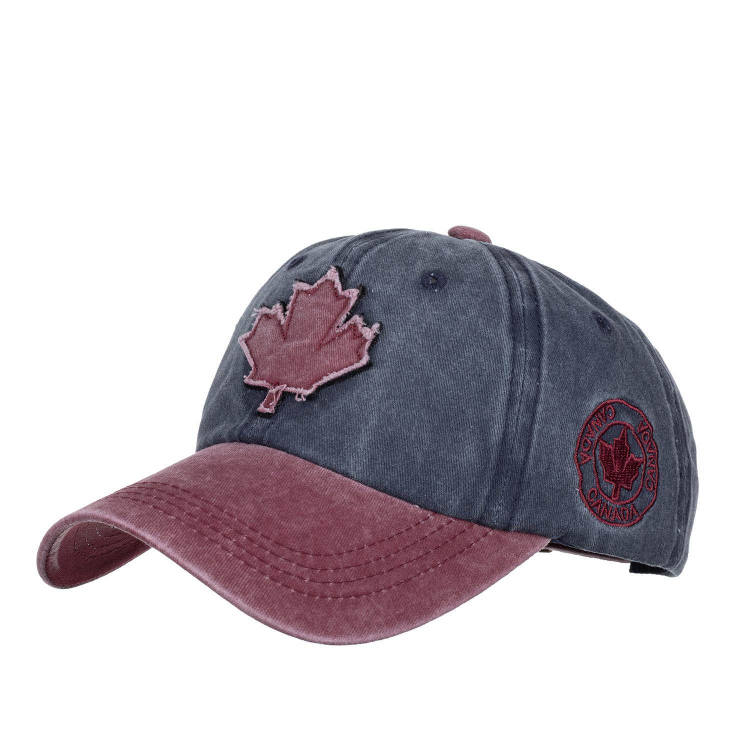 

New washed cotton baseball cap maple leaf Canadian cap summer outdoor sun hat Adjustable