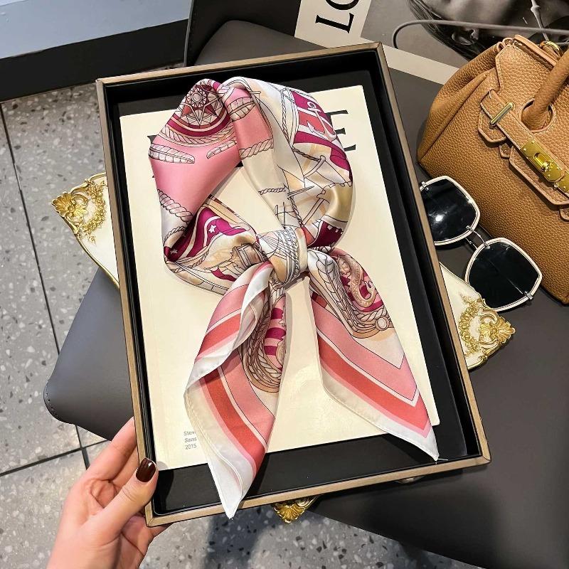 New Blue Silk Scarf Premium Women's Neck Scarf Spring and Autumn Retro Scarf Strap Bag