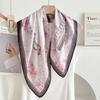 Chinese Camellia Red Cotton and Linen Feel Scarf Women's Small Square Scarf Spring, Autumn and Winter Thin Neck Multifunctional Scarf