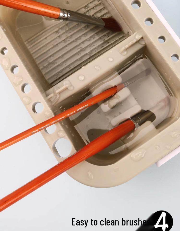 Portable 3-Piece Paint Set: Multifunctional Wash Bucket, Watercolor Gouache Palette, Color Mixing Box for Art Students