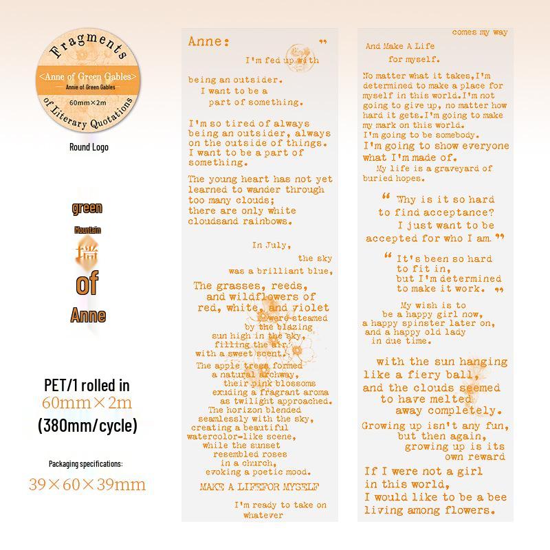 Beautiful Day Literary Quotes Washi Tape: DIY Collage Series with Decorative English Words – 6 Styles