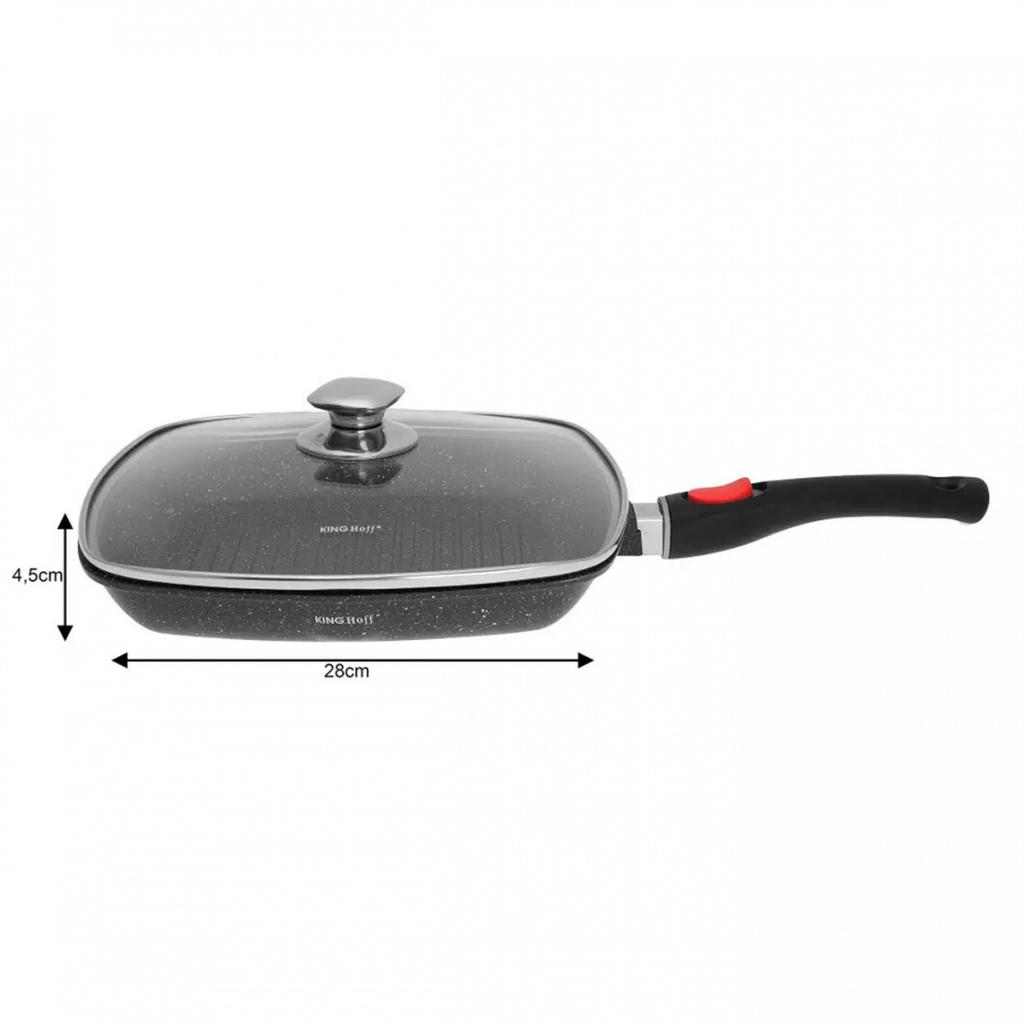PATELNIA GRILLOWA GRANITOWA 28cm KINGHOFF KH-1511 ZDEJMOWANA RĄCZKA