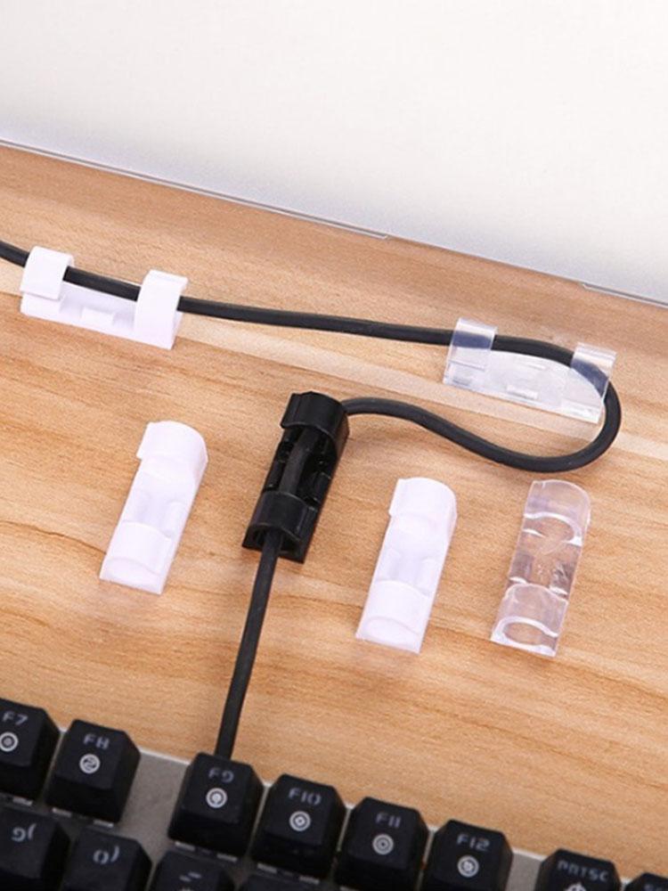 Cable Holder Clips 20Pcs Cable Management Cord Organizer Clips Silicone Self Adhesive For Desktop Office Home