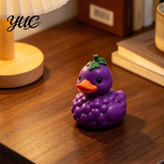 Desktop Stress Toys for Coworkers Grape Duck Squishy Toy, Slow Rebound Relief Squeeze Cute Fruit Desk Decorations Office Fidget Large Size Soft