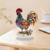 1PC creative colorful lucky rooster animal ornament 2D flat acrylic home office desktop decoration ornament