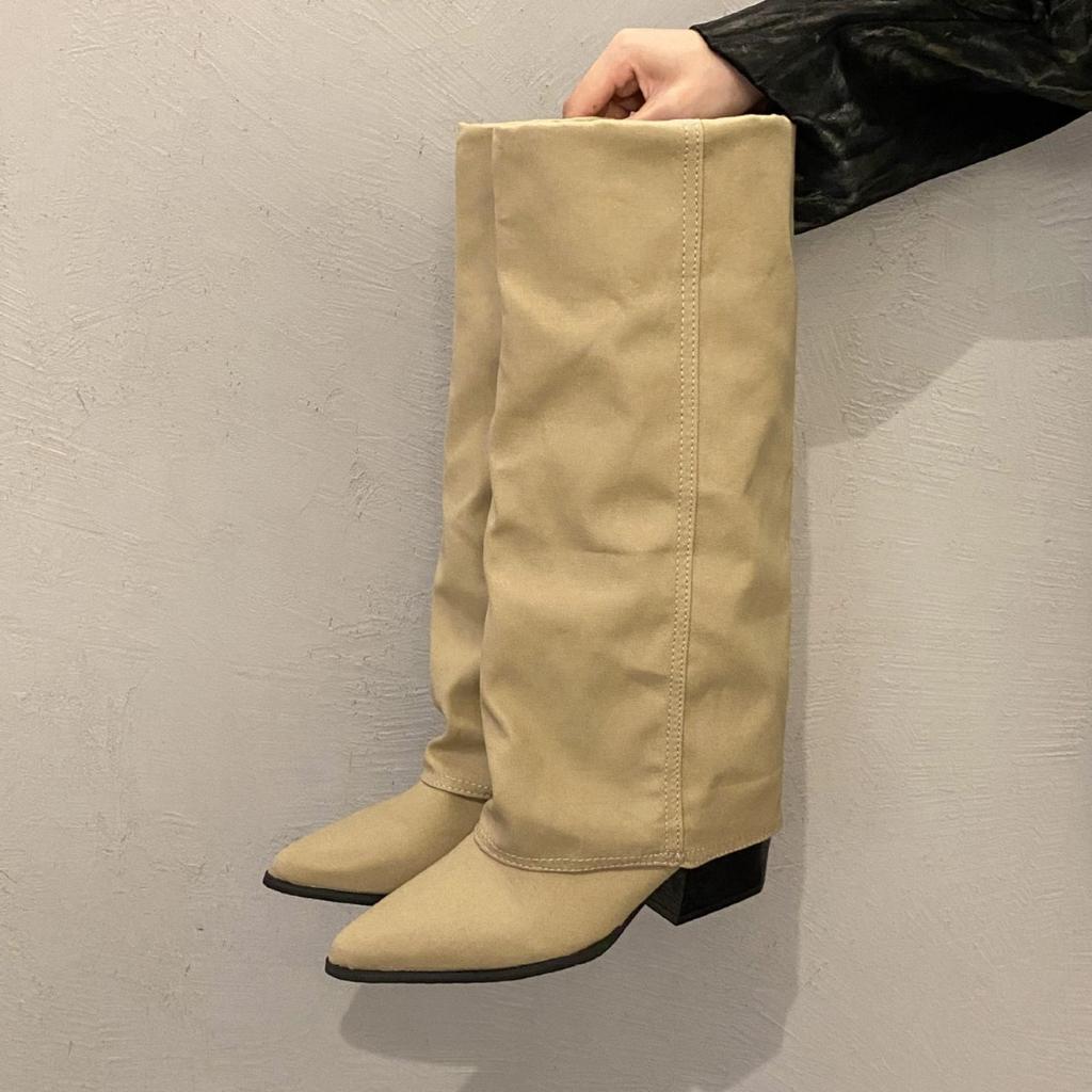 Pointed Long Knight Boots Women's 2025 New Autumn and Winter Temperament Thin Boots But Knee Trouser Boots