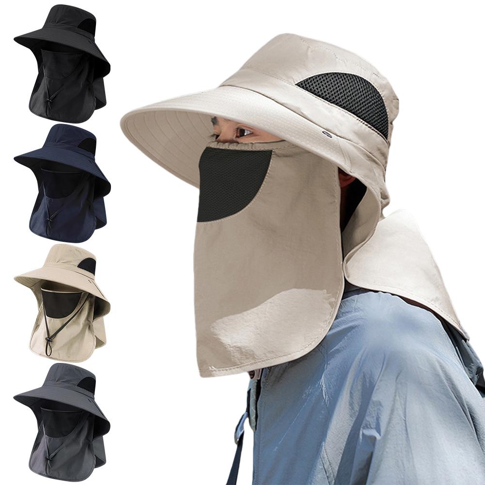 Letnie kapelusze przeciwsłoneczne Ochrona UV Czapka wędkarska na zewnątrz dla mężczyzn i kobiet Piesze wycieczki Camping Daszek Kapelusz typu Bucket z klapką na szyję Kapelusz rybaka
